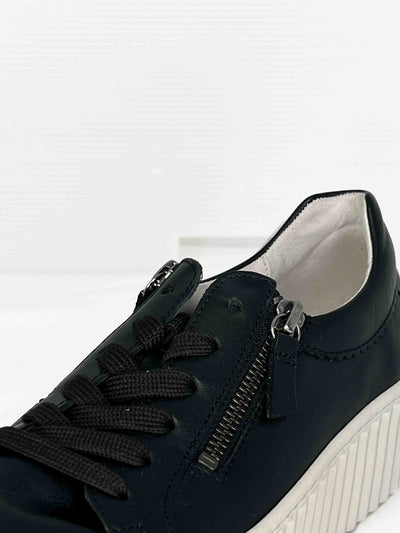 Black Platform Runner with Zip Detail