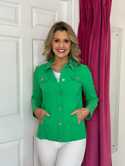 Green 'Happy' Jacket with Collar
