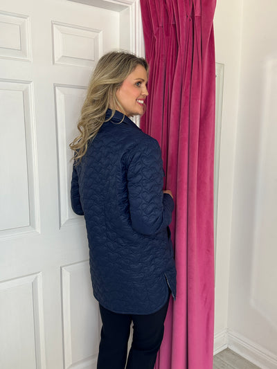 Navy Padded Dora Jacket with Front Pockets & Button Closure