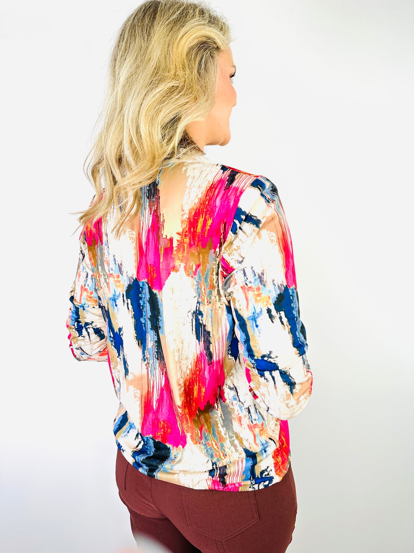 Colour Splash Top with Grandfather Collar