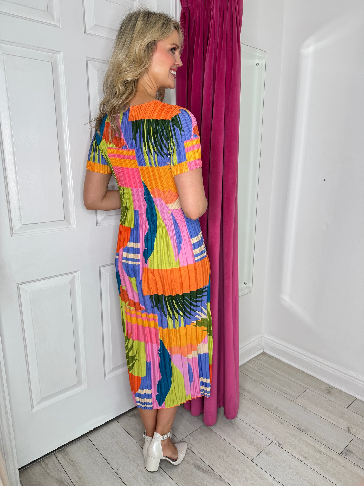 Textured Tropical Print Maxi Dress