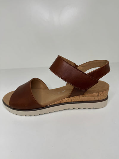 Camel Sandals with Cork Wedge