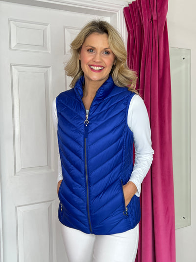 Royal Blue Padded Waistcoat with Zip Detail