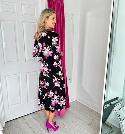 Floral and Polka Dot Long Sleeve Dress