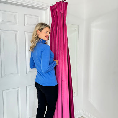 Blue Roll Neck Sweater With Draped Sleeves