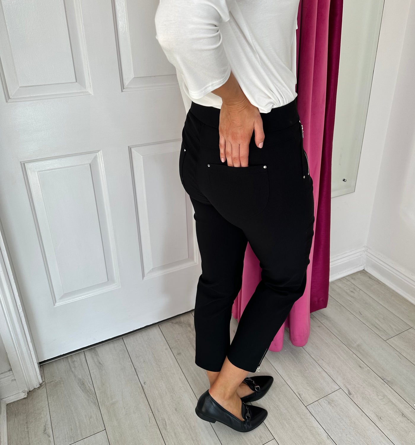 Black Nena Trousers With Ankle Zips