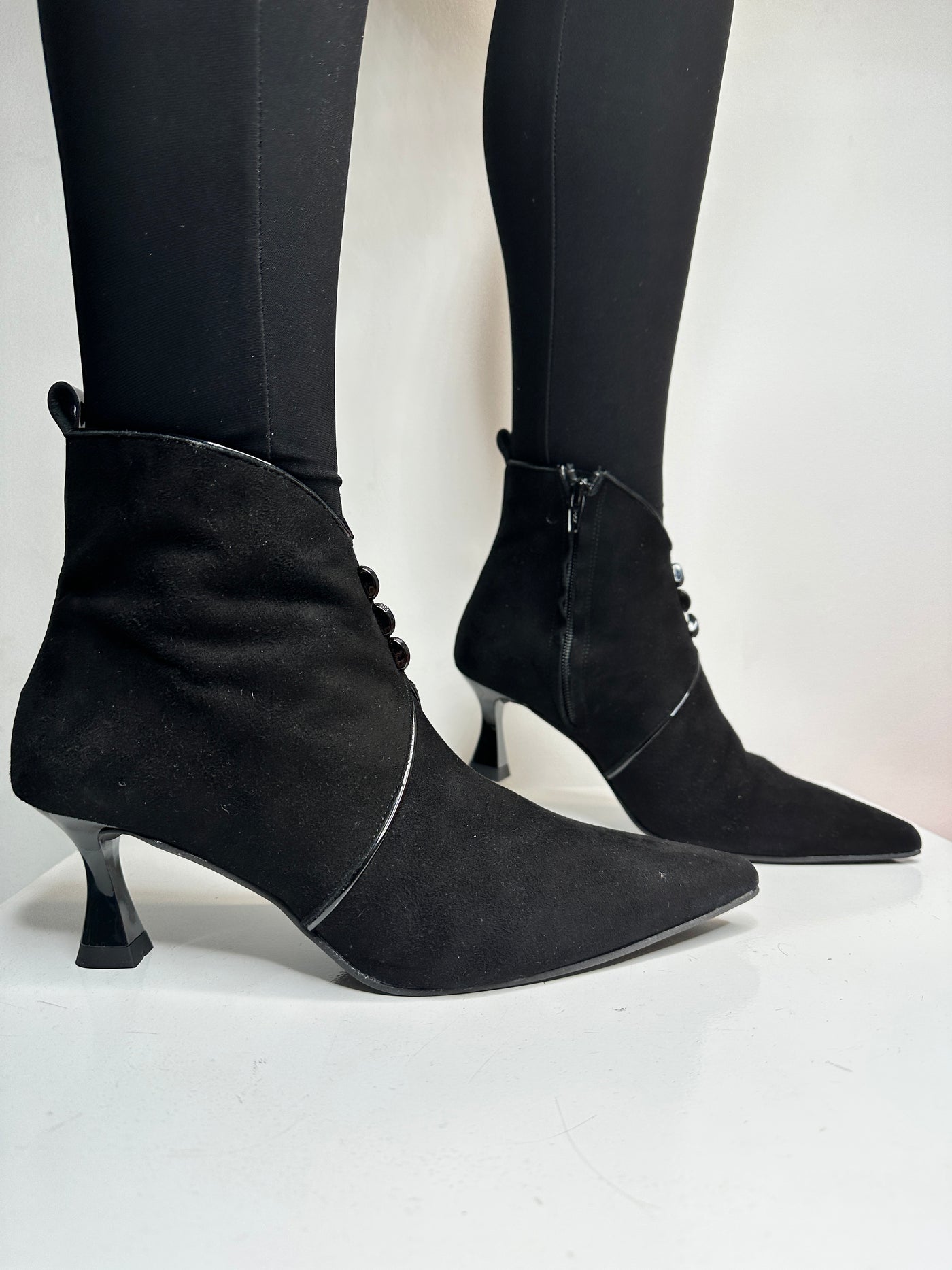 Black Ankle Boots With Stud and Zip Detail