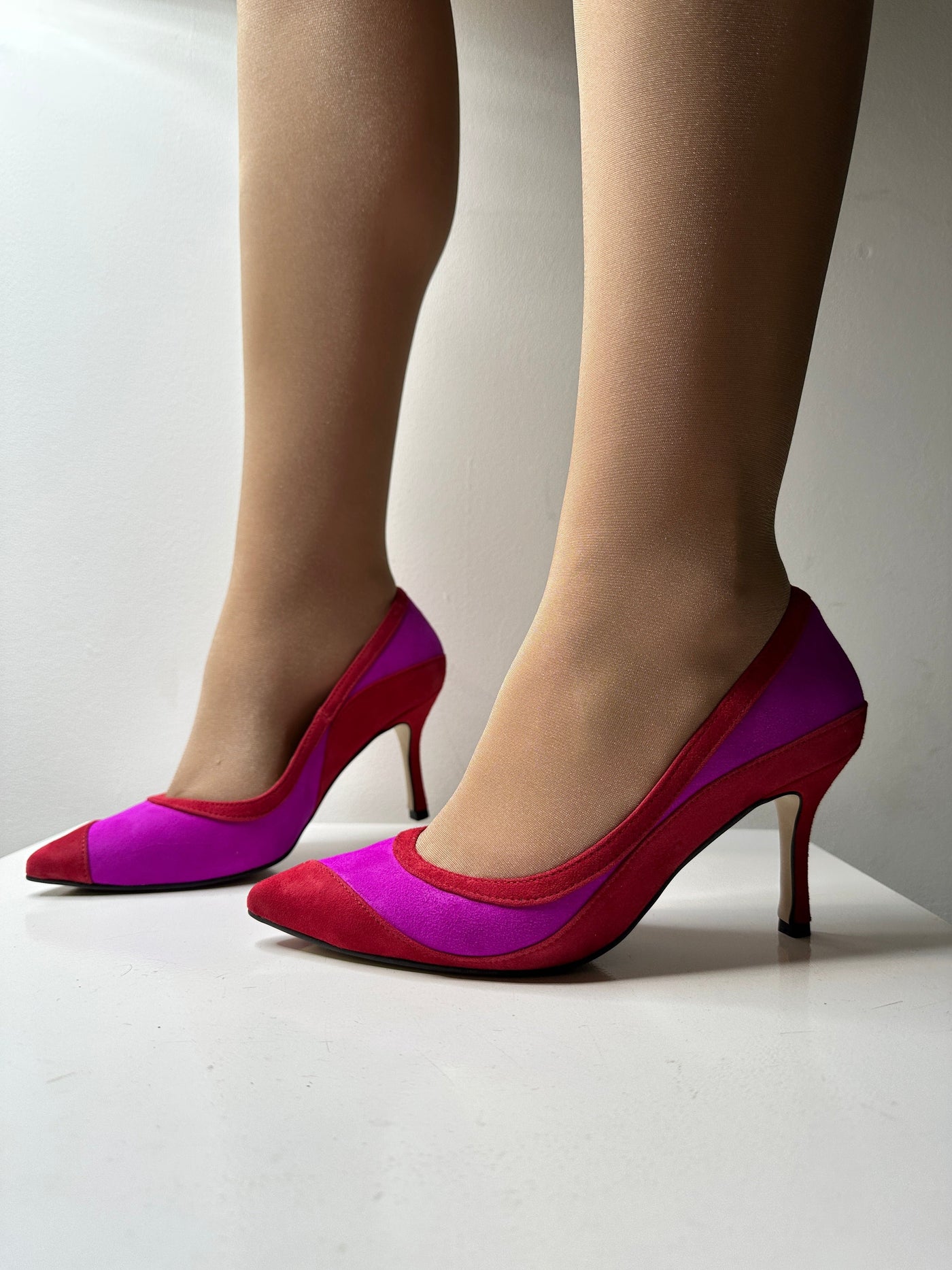 Red/Fucshia High Heel Pointed Toe Shoe