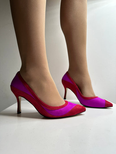 Red/Fucshia High Heel Pointed Toe Shoe