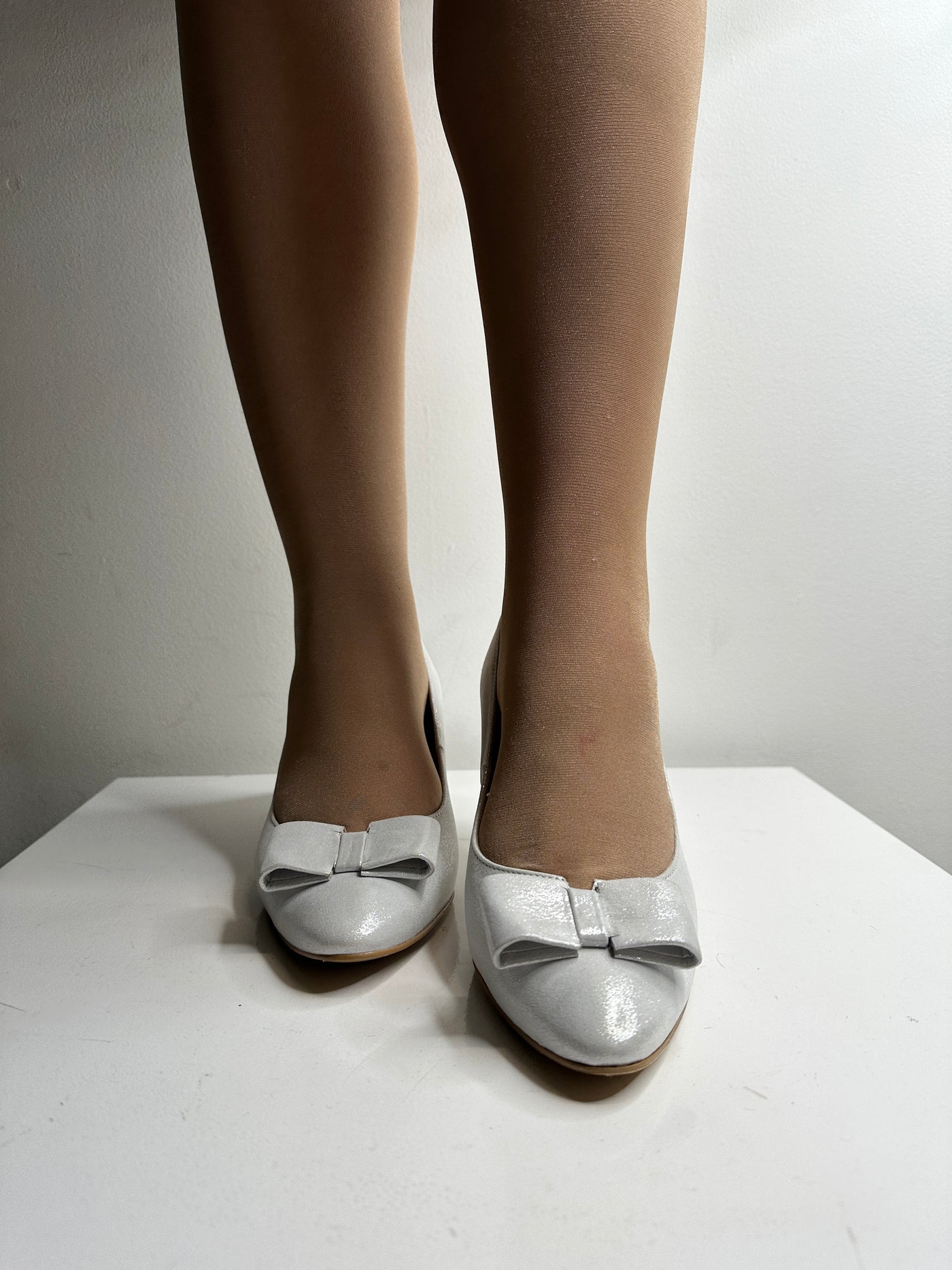 Silver Kitten Heel Shoe