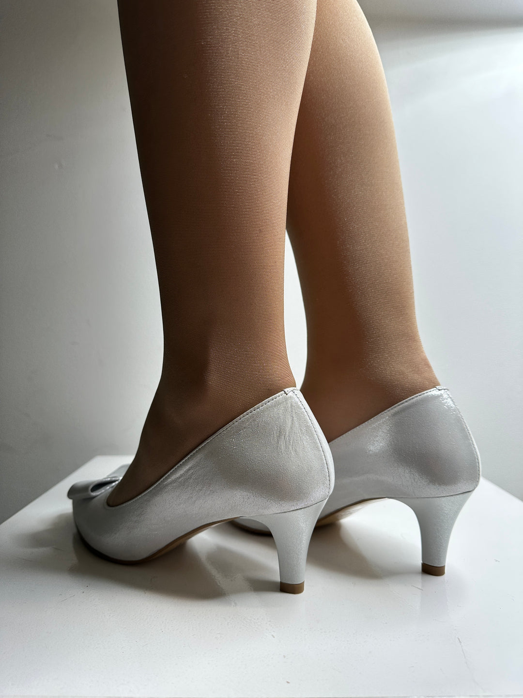 Silver Kitten Heel Shoe – La Creme Boutique