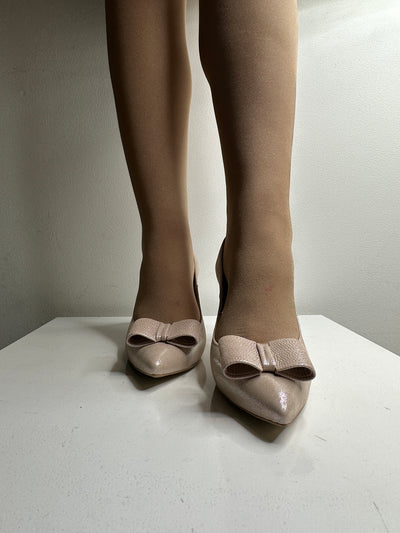 Blush Shimmer Shoe with Bow Detail