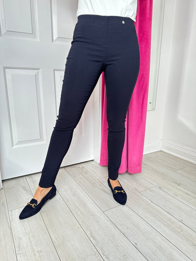 Navy 'Rose' Long Length Trousers