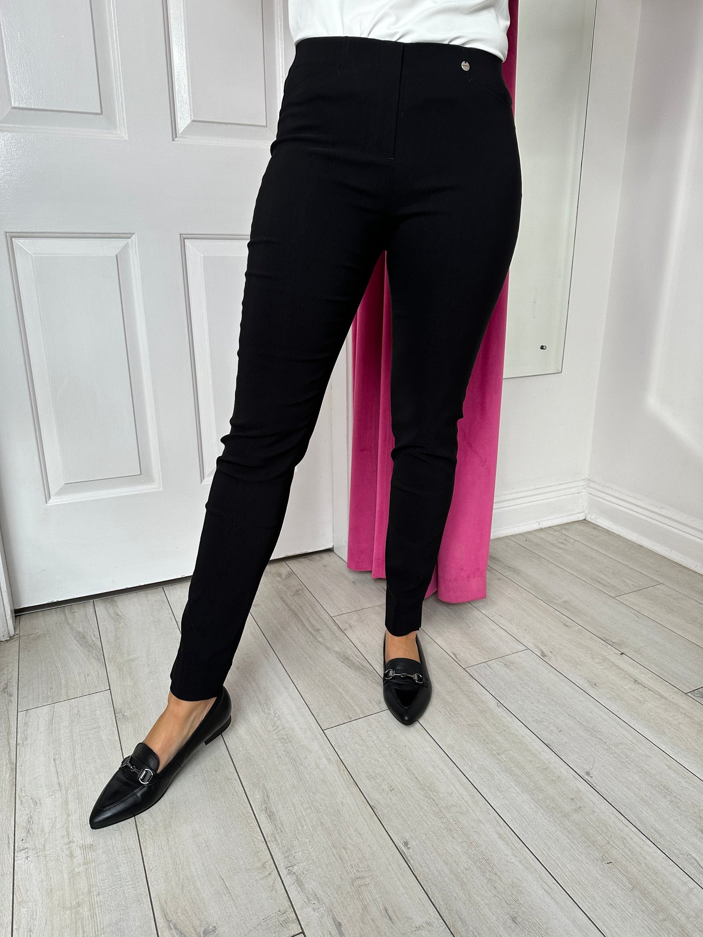 Black 'Rose' Long Length Trousers