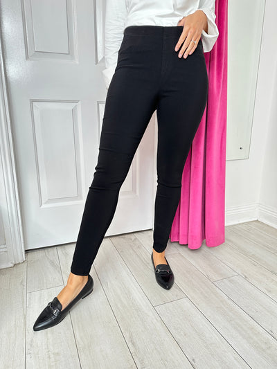 Black Jegging Trousers With Elasticated Waist Band
