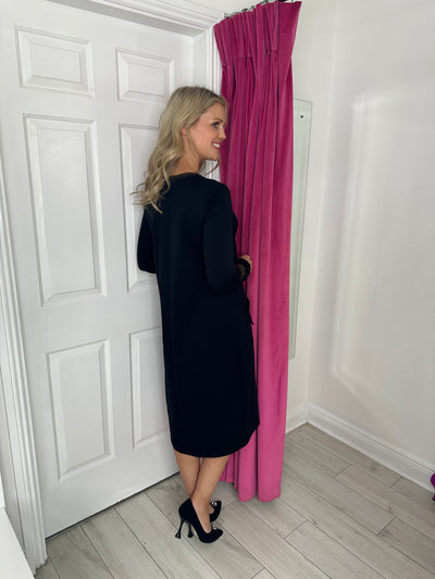 Black Dress With Mesh Sleeve Detail