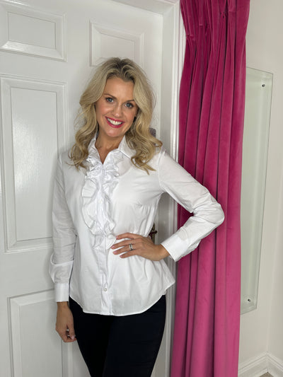 White Blouse With Ruffle Detail