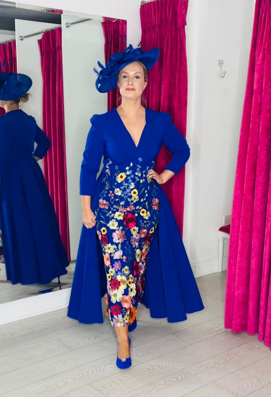 Royal Dress With Floral Embroidered Skirt & Cape
