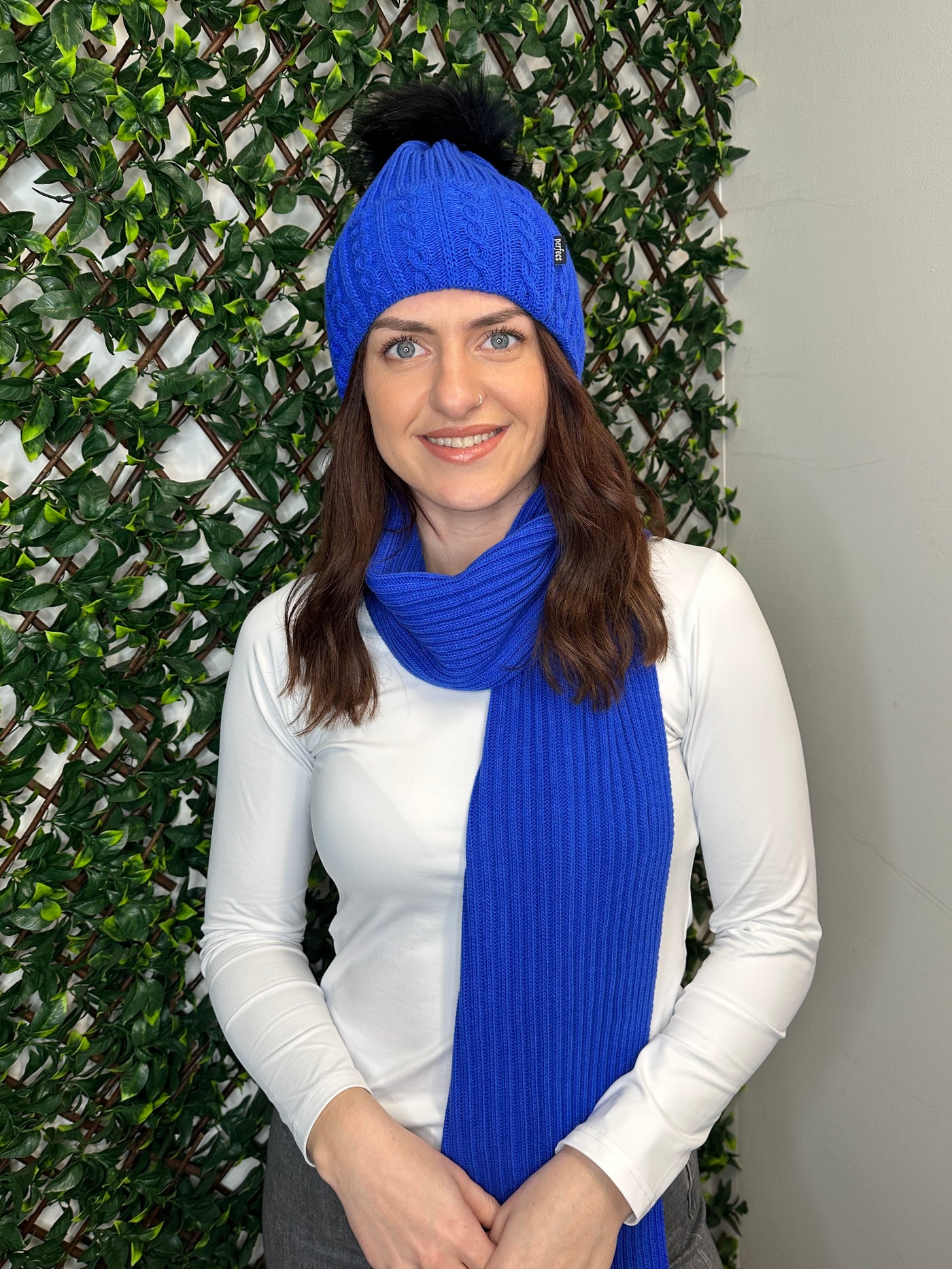 Royal Blue Knit Beanie and Scarf Set