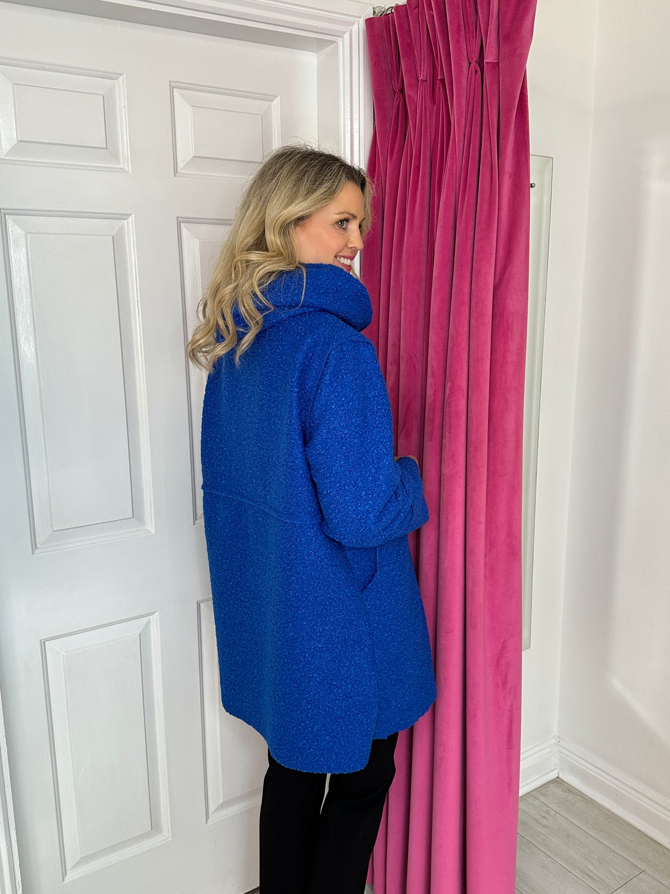 Royal Blue Teddy Bear Coat with Hood La Creme Boutique