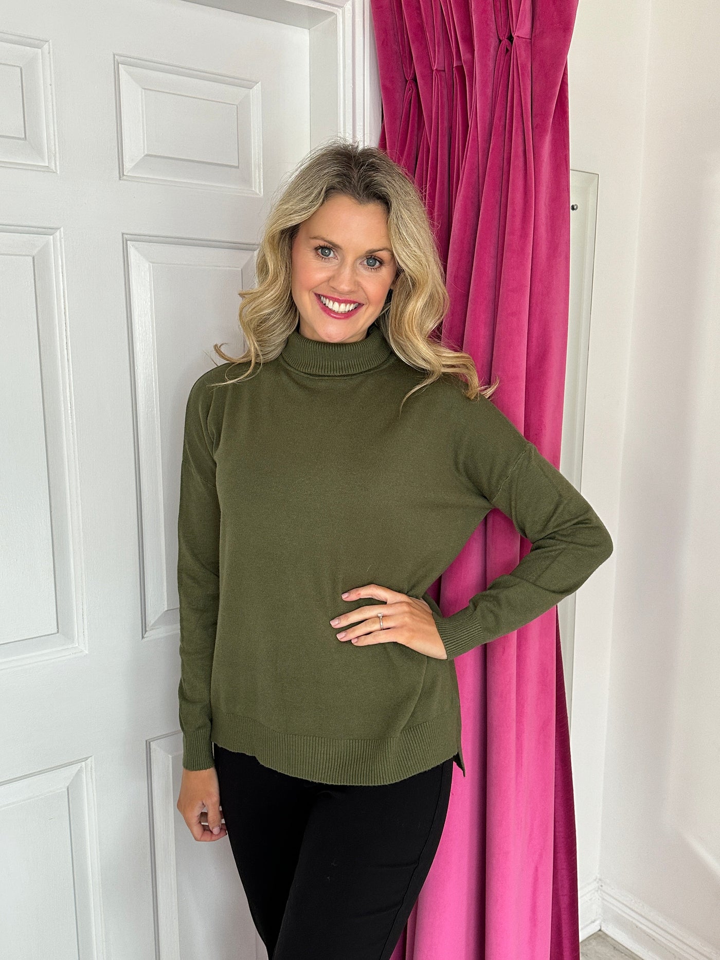 Khaki Long Sleeve Turtle Neck Jumper