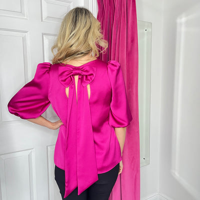 Fuchsia Top With Bow on Back