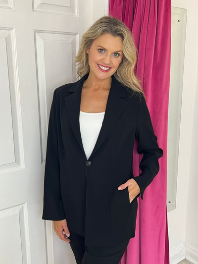 Black Blazer with Front Button and Pockets