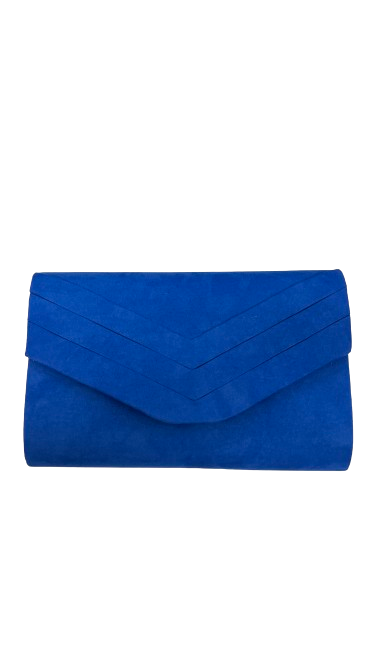 Royal Blue Suede Clutch Bag with Chain strap