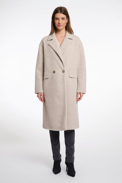 Inge Beige Double Breasted Button Up Coat