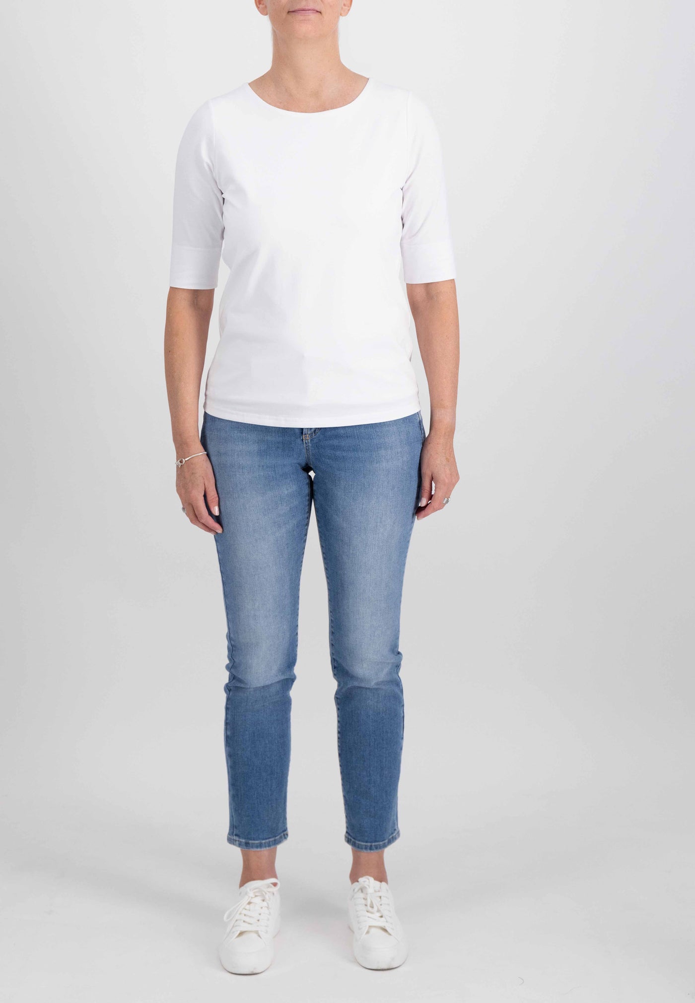 Plain White Top With Half Sleeves
