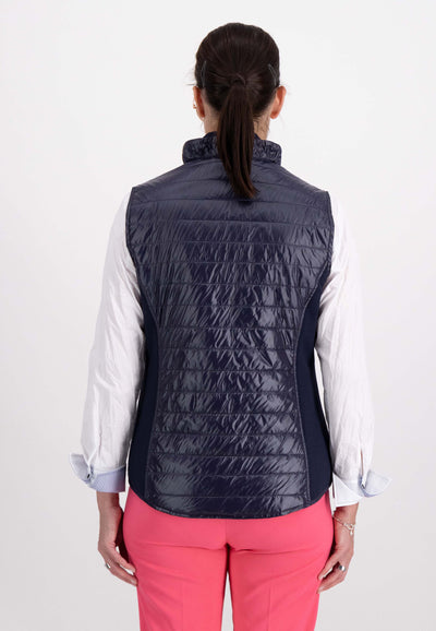 Navy Padded Gilet with Side Panels & Diamonte Detail