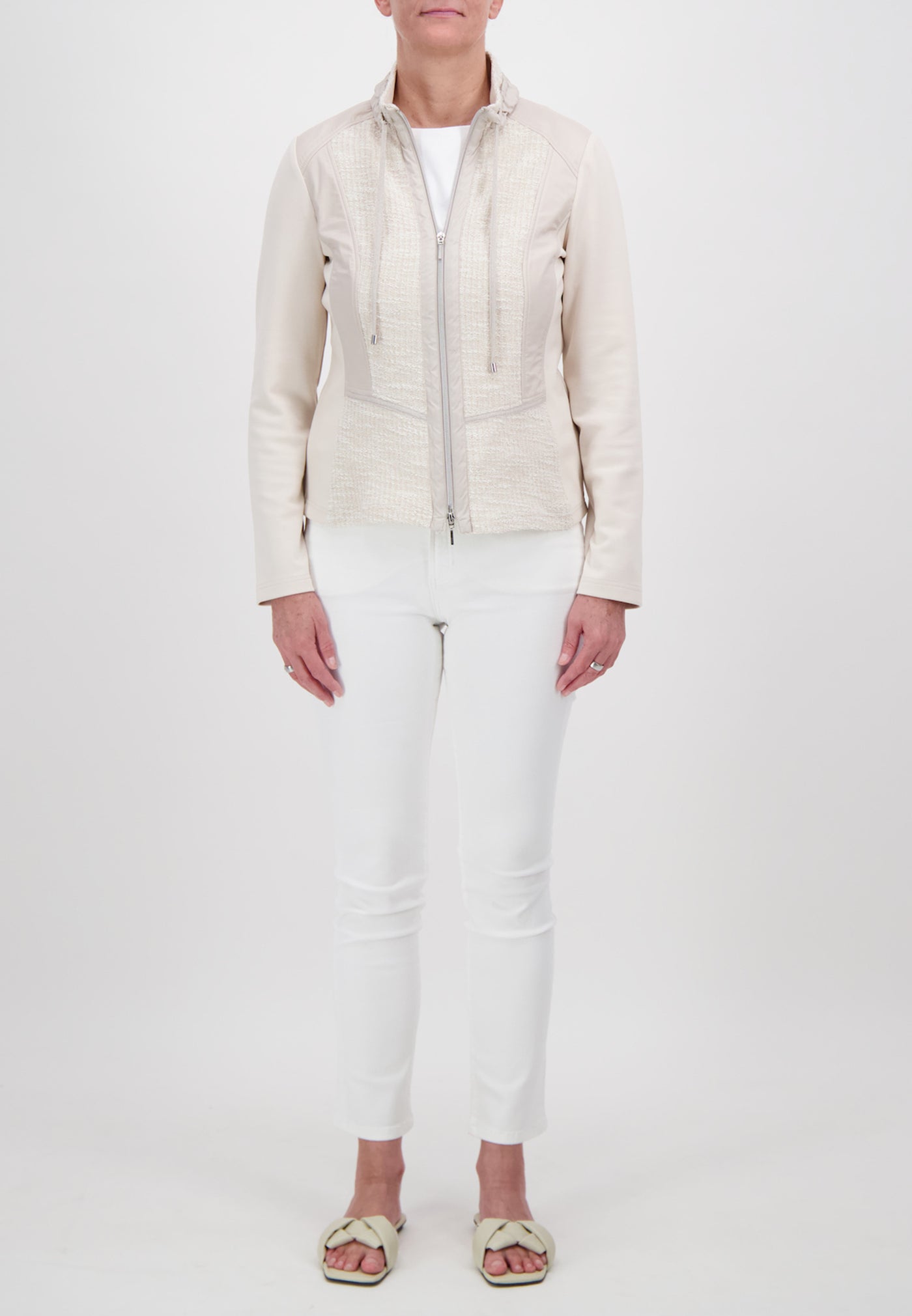Champagne Zip Up Jacket With Plain Sleeve