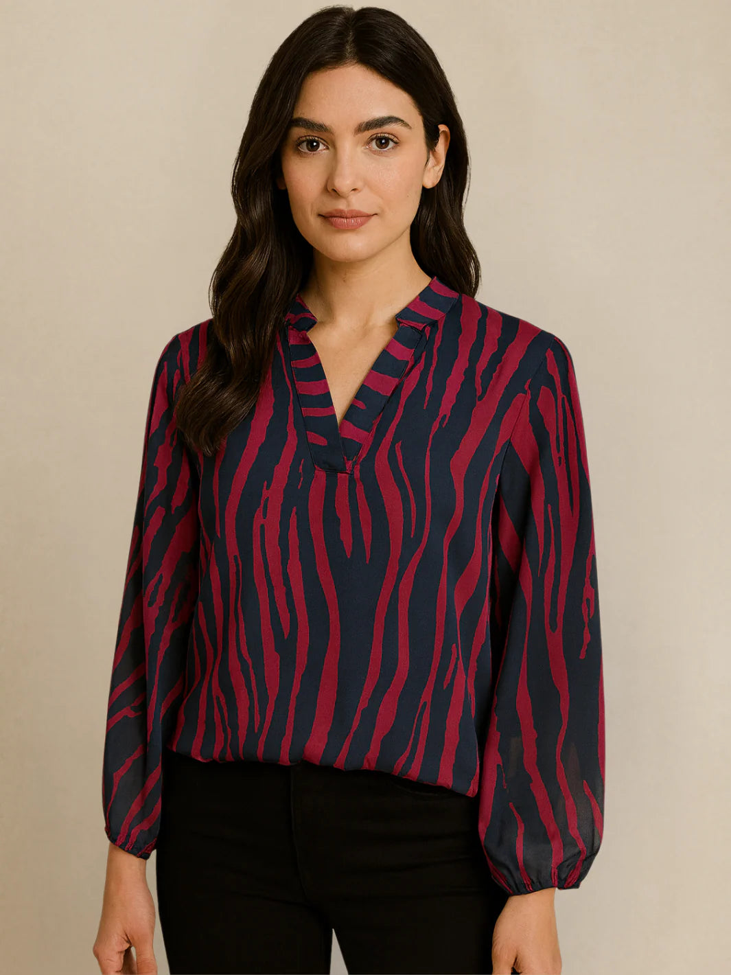 Bella Band Top in Magenta and Navy