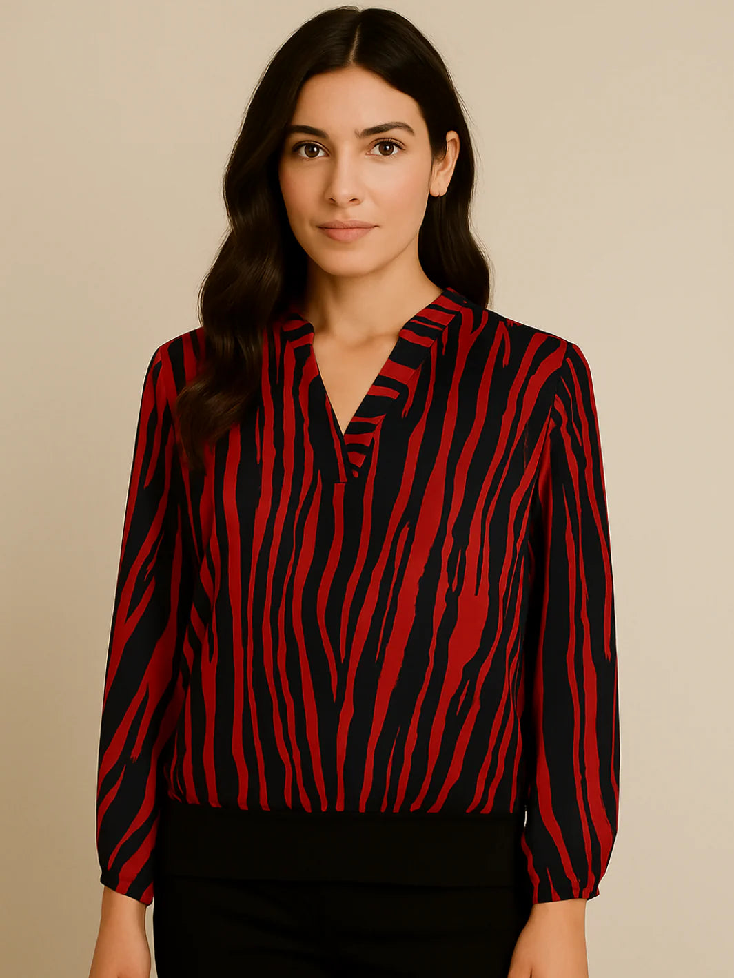 Bella Band Top in Red and Black