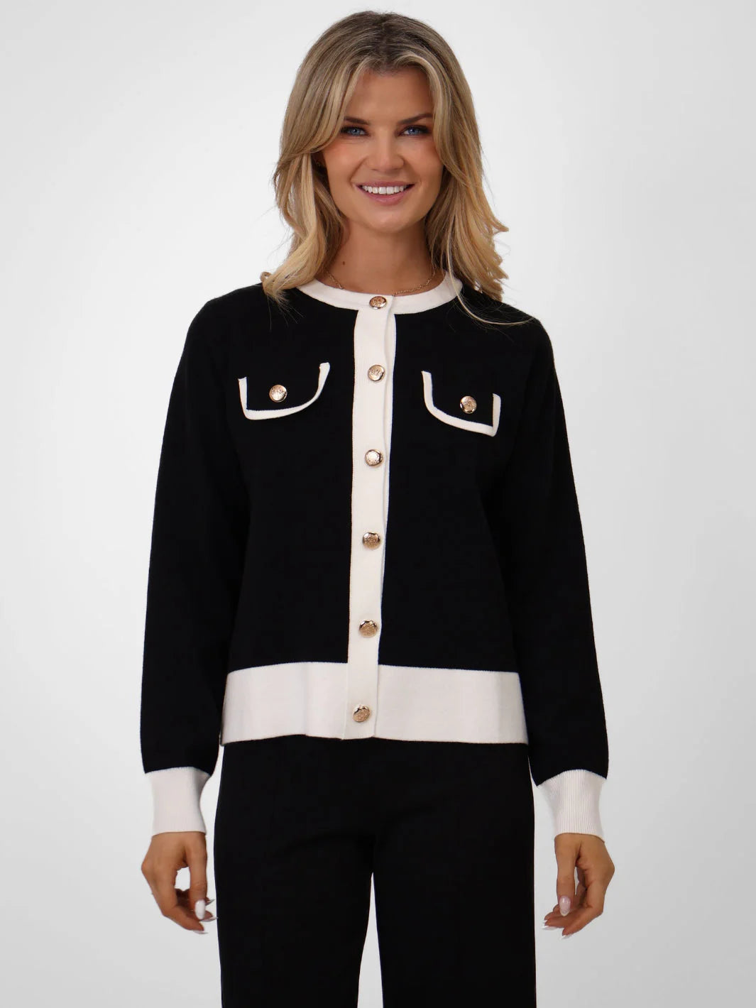 Coco Cardigan in Black/White