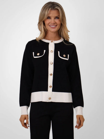 Coco Cardigan in Black/White