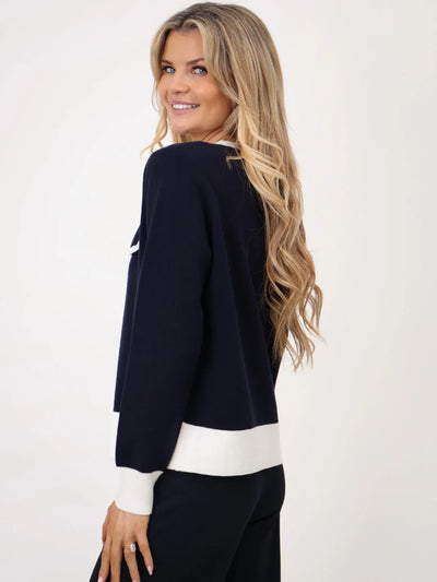 Coco Cardigan in Navy/White