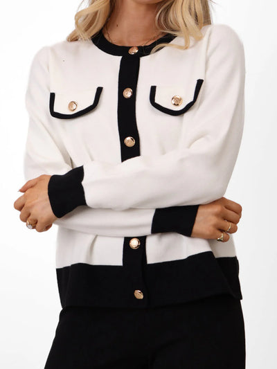 Coco Cardigan in White/Black