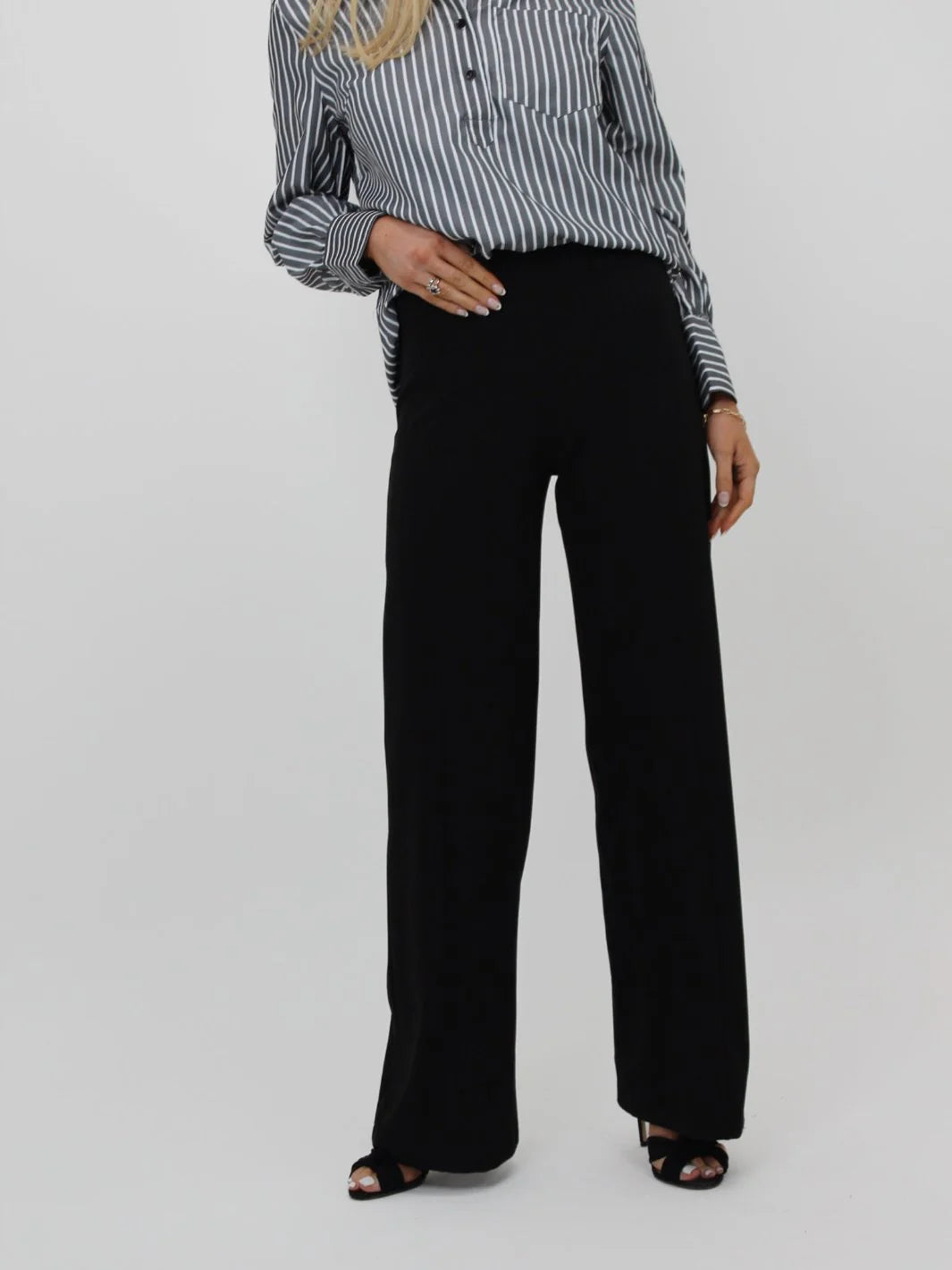 Black Lulu Pants with Elasticated Waist