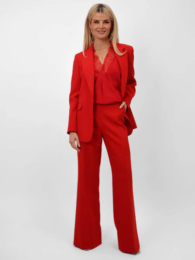 Red Suit with Wide Leg Trousers