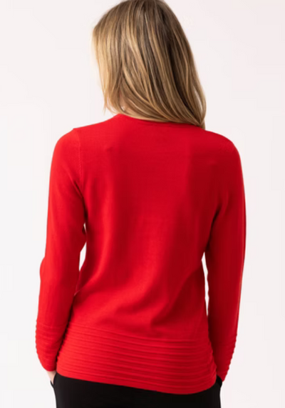 Red Round Neck Jumper with Ribbed Bottom
