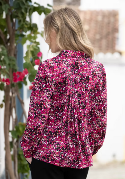 Black Pink, White, Beige Red dotted Print Blouse