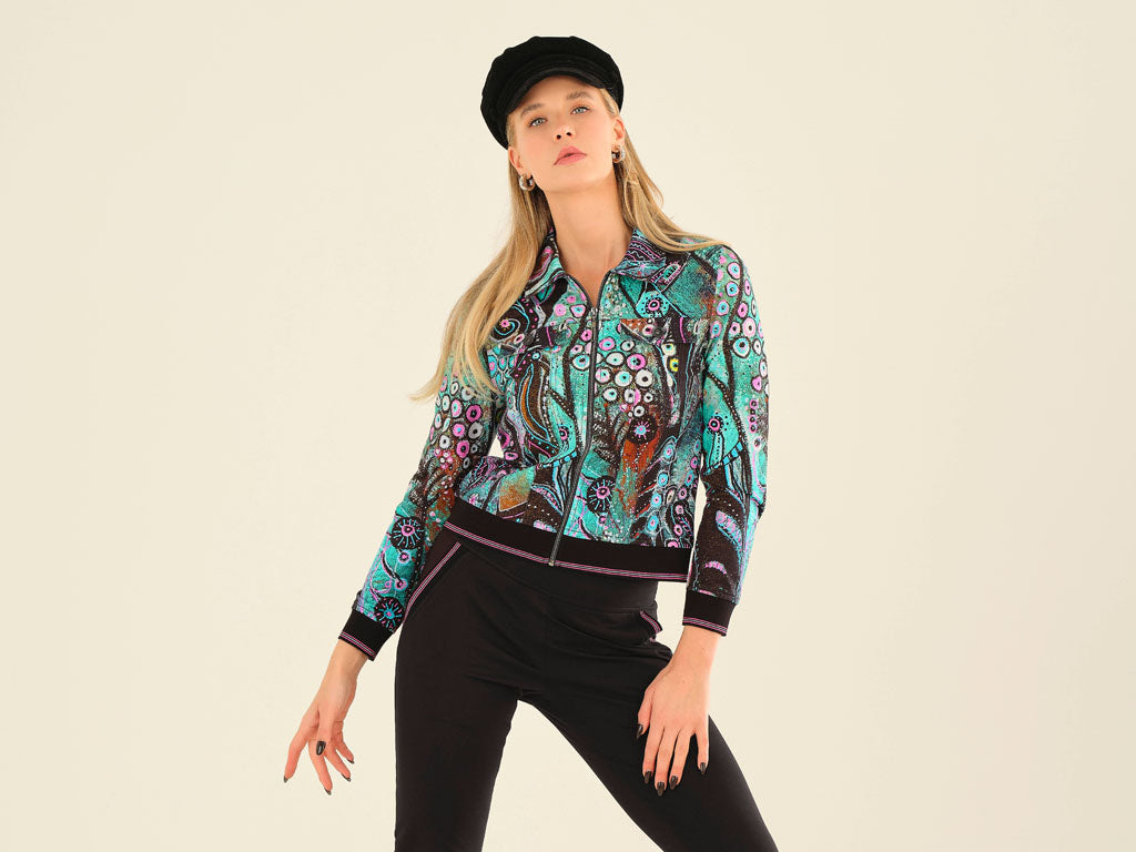 Peacock Print Zip Jacket
