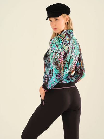 Peacock Print Zip Jacket