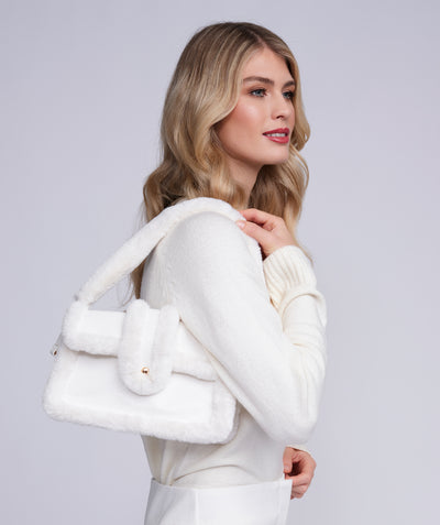 Margot Faux Fur Handbag - Winter White