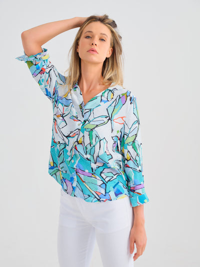 Multi Print Two-Tone Shirt