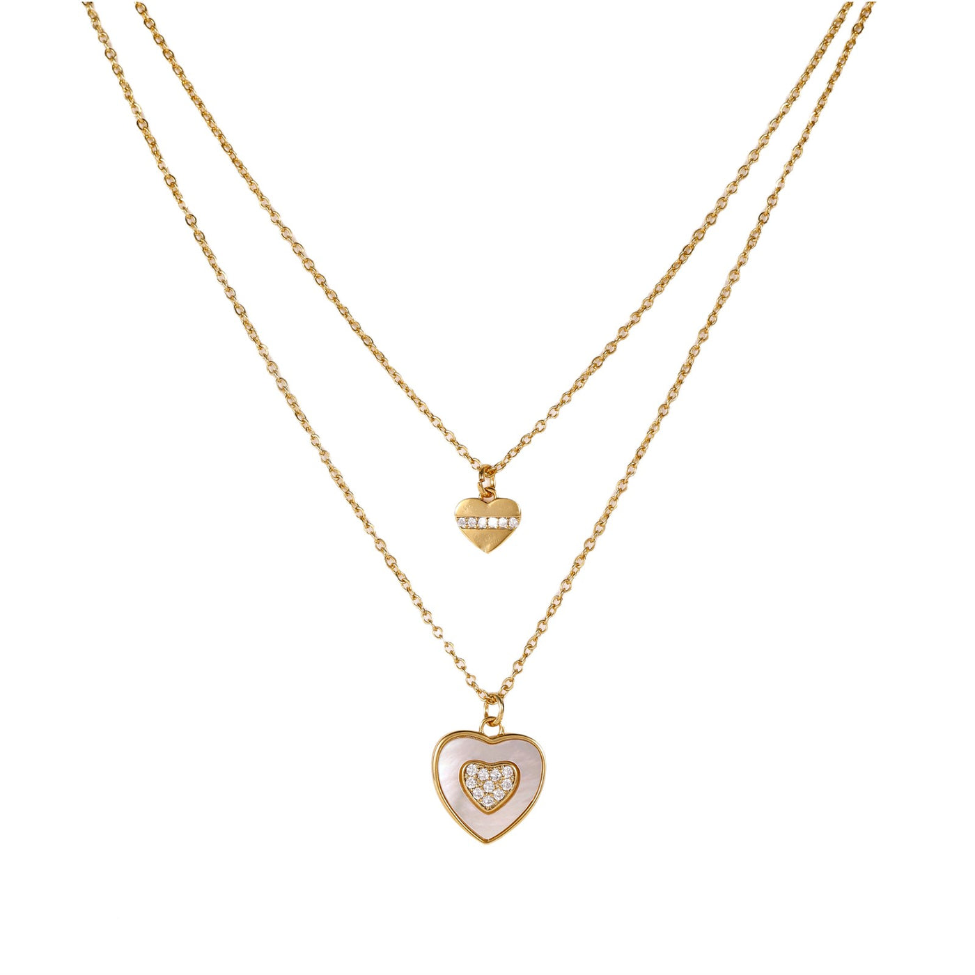 Gold Heart Necklace with Pearl Detail