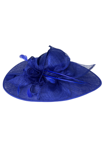 Royal Blue Fascinator Hat Headpiece With Flower Detail