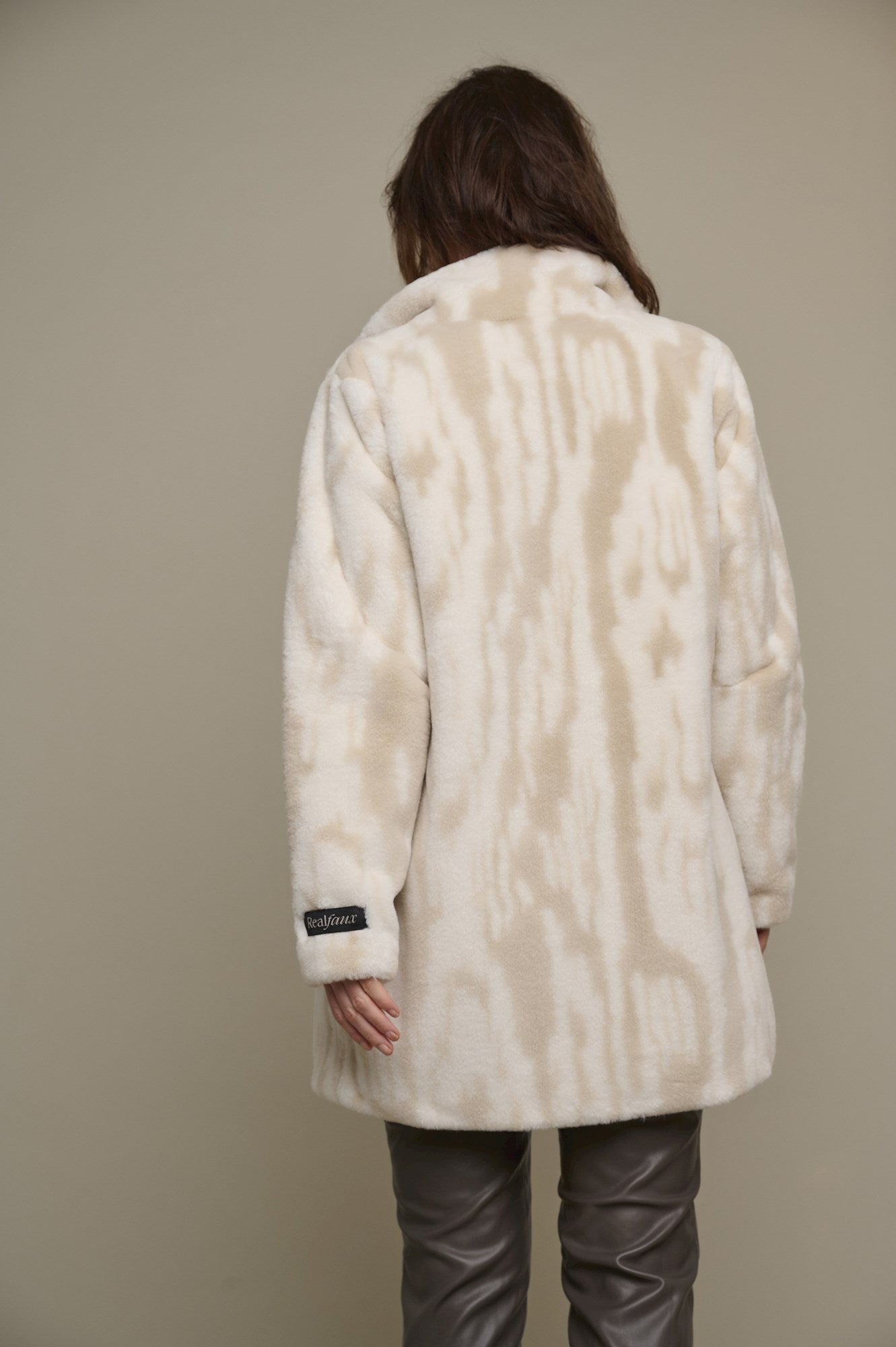 Beige Single Breasted Faux Fur Coat