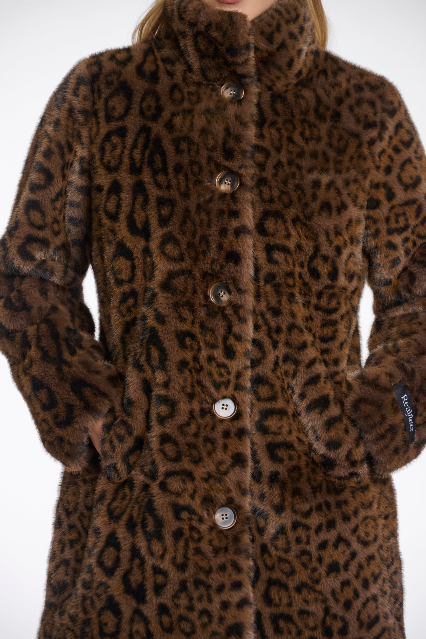 Nonna Leopard Print Single Breasted Fake Fur Coat